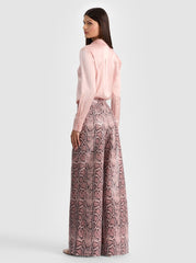 Alice + Olivia Eric Snakeskin Pant in English Rose Black