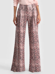 Alice + Olivia Eric Snakeskin Pant in English Rose Black