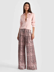 Alice + Olivia Eric Snakeskin Pant in English Rose Black