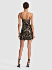 Alice + Olivia Fifi Mini Dress in Moonlit Rococo Black