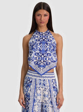 Alice + Olivia Frenchie Handkerchief Halter Top in Solstice