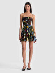Alice + Olivia Ginny Mini Dress in Social Hour Black