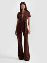 Alice + Olivia Gorgeous Wide Leg Jumpsuit in Dark Chocolate