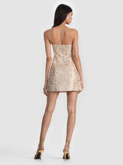 Alice + Olivia Hallie Peekaboo Mini Dress in Gold