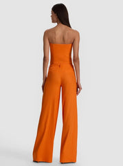 Alice + Olivia Kelcey Strapless Linen Vest in Orange