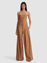 Alice + Olivia Kelcey Strapless Vest in Tan