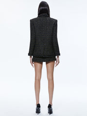 Alice + Olivia Tweed Trim Blazer in Black/Gold