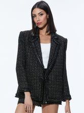 Alice + Olivia Tweed Trim Blazer in Black/Gold