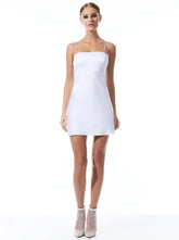Alice + Olivia Sutton Crystal Strap Mini Dress in White