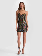 Alice + Olivia Tayla Mini Dress in Black Multi