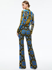 Alice + Olivia Teeny Fit Flare Bootcut Pant in Regal Romance Sapphire