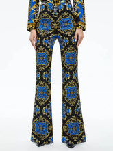 Alice + Olivia Teeny Fit Flare Bootcut Pant in Regal Romance Sapphire