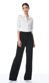 Alice + Olivia Willa Fitted Placket Top in White