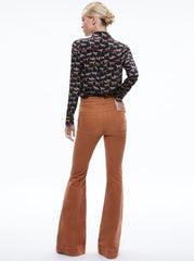 Alice + Olivia Willa Placket Top in Rodeo Black