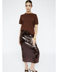 Amanda Maria Sequin Midi Skirt in Coco