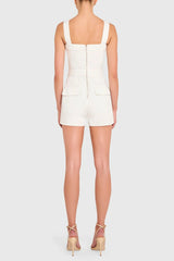 Amanda Uprichard Frida Romper in White Wash