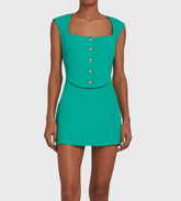 Amanda Uprichard Georige Skort Romper in Seafoam