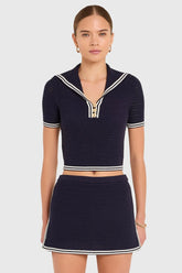 Amanda Uprichard Monique Top in Navy Ivory