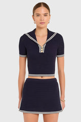Amanda Uprichard Monique Top in Navy Ivory