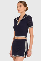 Amanda Uprichard Monique Top in Navy Ivory