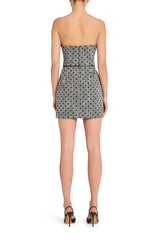 Amanda Uprichard Puzzle Strapless Mini in Polkadot Tweed