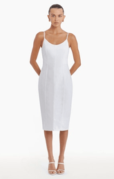 Amanda Uprichard Rocco Midi Dress in White Wash
