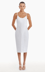 Amanda Uprichard Rocco Midi Dress in White Wash
