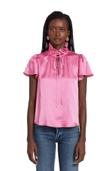 Amanda Uprichard Vittoria SS Silk Top in Pompei Pink