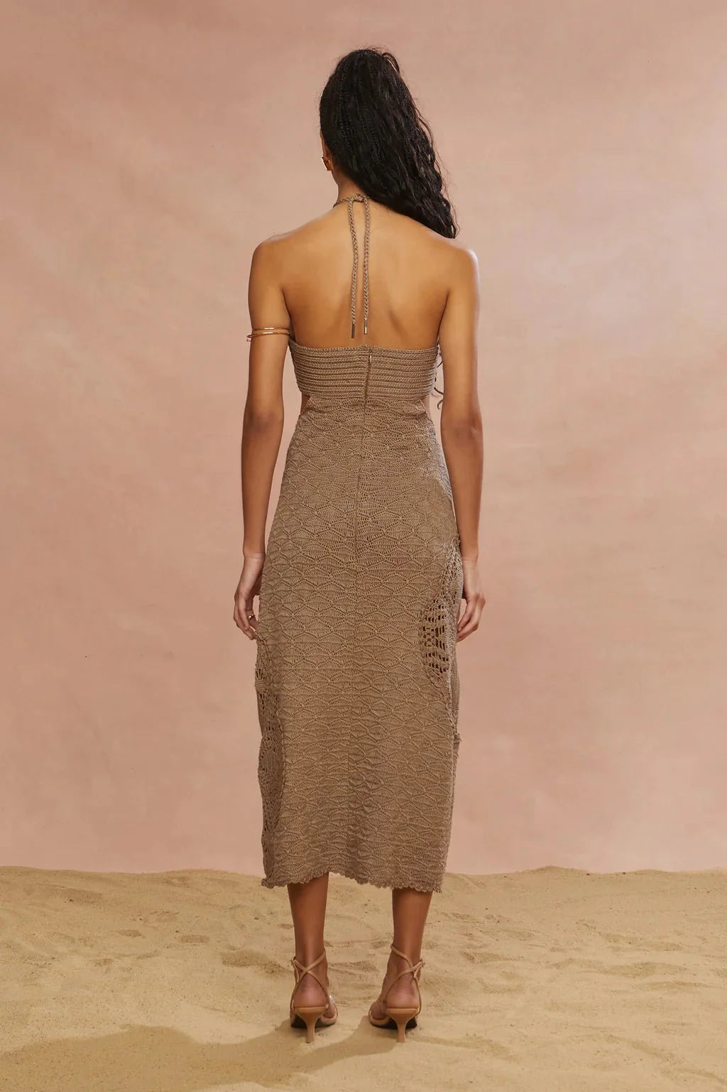 Amur Clara Midi Knit Dress in Sand Dune