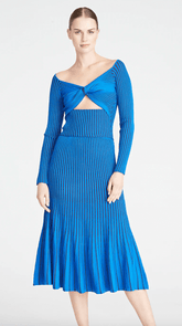 Amur Jena Knit Skirt in Navy/Canal Blue