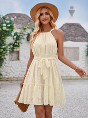 Priscilla Halter Babydoll Mini Dress - Apricot
