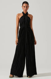 ASTR Damia Halter Wide Leg Jumpsuit in Black