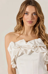 ASTR Sarahi Strapless Ruffled Corset Top in White