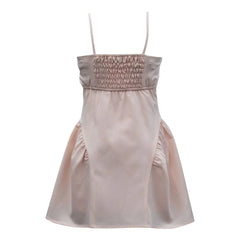 Ava & Yelly Tween Side Shirred Bow Front Dress in Blush