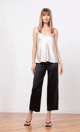 Avenue Montaigne Alex Satin Pant in Black