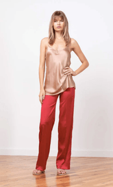 Avenue Montaigne Flavia Satin Pant in Red