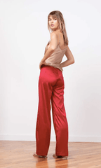 Avenue Montaigne Flavia Satin Pant in Red
