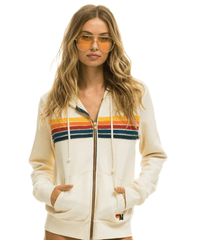 Aviator Nation 5 Stripe Hoodie in Vintage White