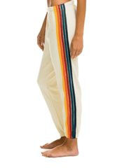 Aviator Nation 5 Stripe Pocket Sweatpant in Vintage White