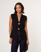 Gold Button Front Tailored Vest