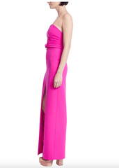 Badgley Mischa Strapless Column Gown with Knotted Belt in Pink
