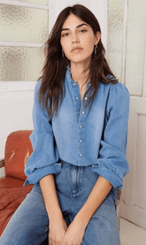 ba&sh Axelle Shirt in Light Suede Blue