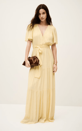 ba&sh Natalia Pleated Dress in Yellow
