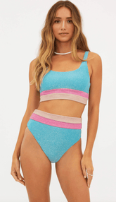 Beach Riot Heidi Bottom in Aquamarine Colorblock Shine