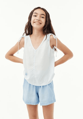 Bella Dahl Girl Tie Shoulder Top in Peach Clouds