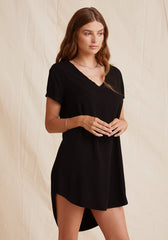 Bella Dahl V Neck Tee Dress in Vintage Black