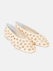 Berenice Aballerina Studded Ballerinas in White Gold