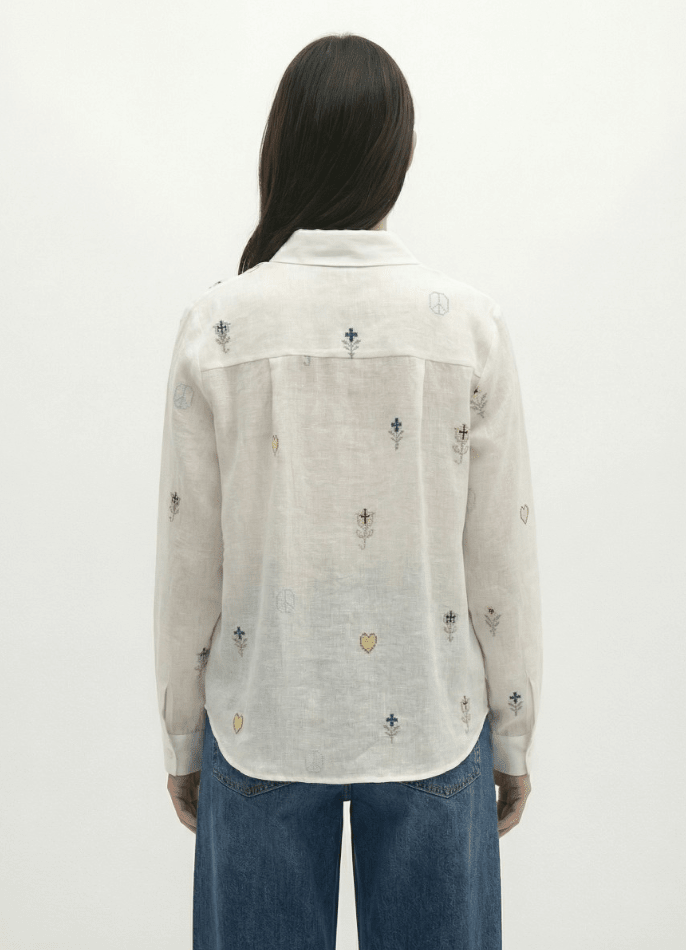 Berenice Cool Peace Linen Shirt in Off White