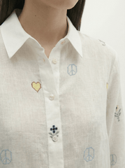 Berenice Cool Peace Linen Shirt in Off White