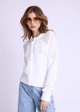 Berenice Glenda Fringe Cardigan in White